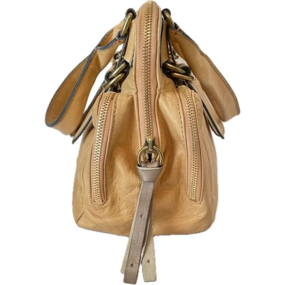 Chloé Quilted Leather Bay Handbag Camel Brown Satchel for Women - Picture 3 of 7